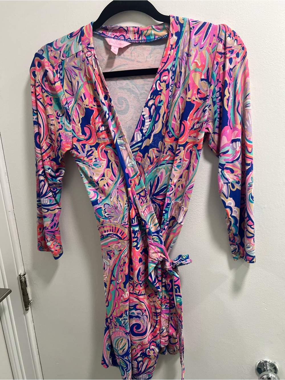 Lilly Pulitzer Multicolor Wrap romper - Pink, Blue & Green Swirl